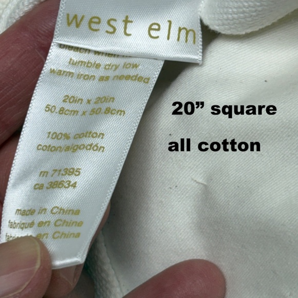 WEST ELM accent pillow 20" square removable case cotton floral bold colors - Picture 6 of 7